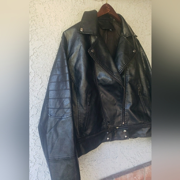 Faux Leather Pleather Motorcycle Jacket XXL - Picture 6 of 11